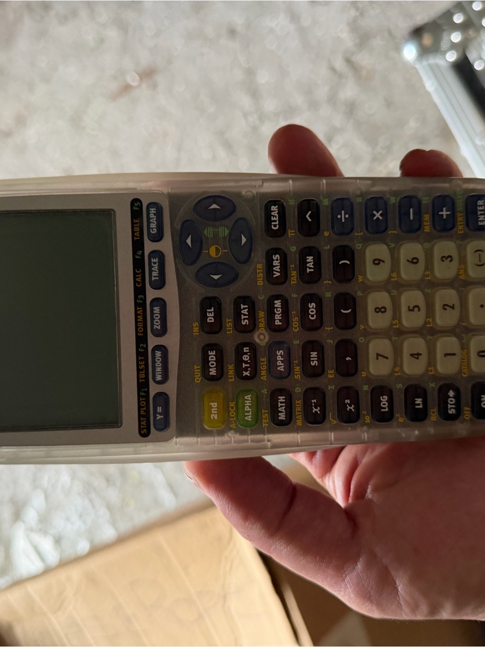 TI Graphing Calculator with Clear Protective Case - Clear/Cream/Black Buttons